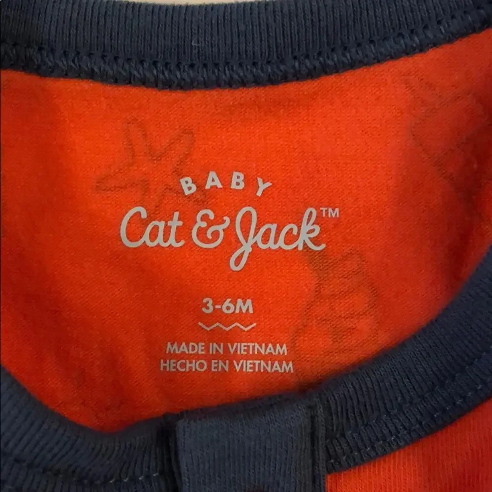 Cat & Jack Baby Outfit, Orange/Navy Stripe, 3-6 mo, NWT